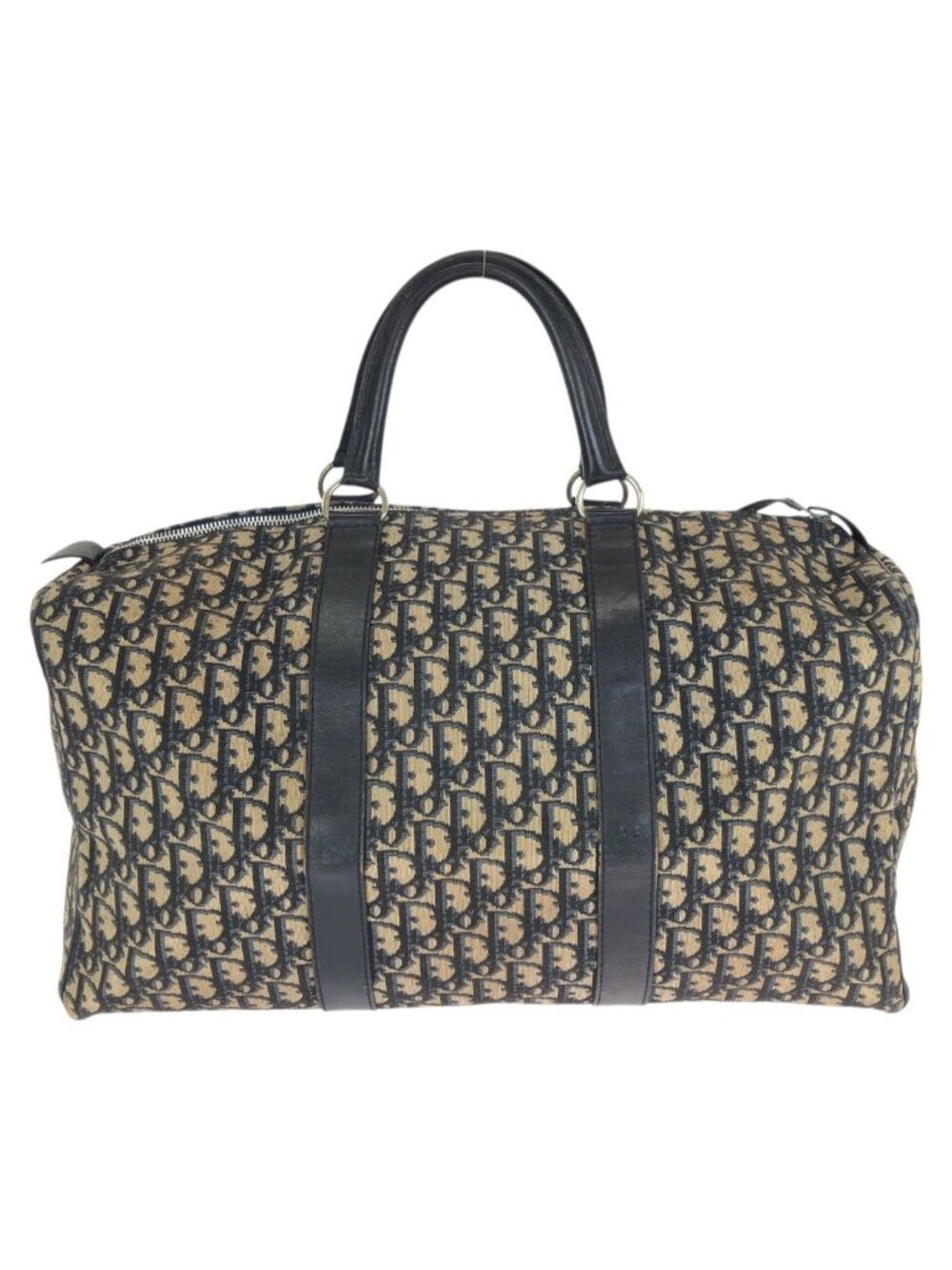 Dior Vintage Trotter Navy Silver Canvas Leather Boston Bag - Picture 2 of 9